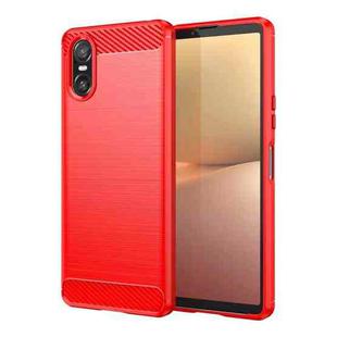 For Sony Xperia 10 VI Brushed Texture Carbon Fiber TPU Phone Case(Red)