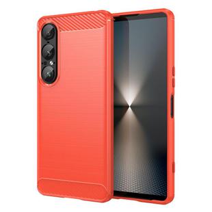 For Sony Xperia 1 VII Brushed Texture Carbon Fiber TPU Phone Case(Red)