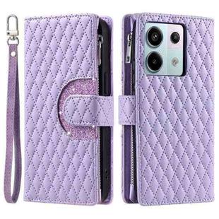 For Xiaomi Redmi Note 13 Pro 5G Glitter Lattice Zipper Wallet Leather Phone Case(Purple)