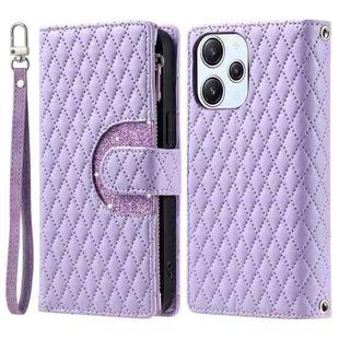 For Xiaomi Poco M6 Pro 5G Glitter Lattice Zipper Wallet Leather Phone Case(Purple)