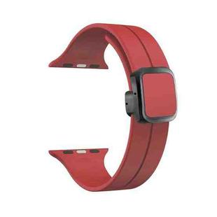 For Apple Watch SE 2023 44mm Magnetic Square Buckle Silicone Watch Band(Red)