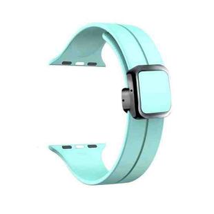 For Apple Watch Series 9 45mm Magnetic Square Buckle Silicone Watch Band(Sapphire Blue)