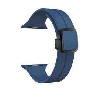 For Apple Watch Series 9 45mm Magnetic Square Buckle Silicone Watch Band(Midnight Blue)