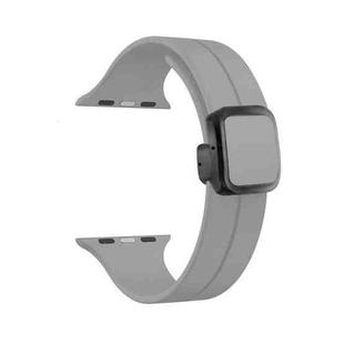 For Apple Watch Series 9 45mm Magnetic Square Buckle Silicone Watch Band(Cloud Gray)