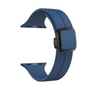 For Apple Watch Series 9 41mm Magnetic Square Buckle Silicone Watch Band(Midnight Blue)