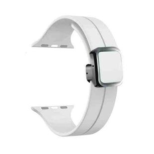 For Apple Watch Ultra 49mm Magnetic Square Buckle Silicone Watch Band(White)