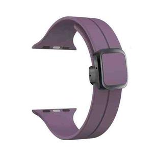 For Apple Watch Ultra 49mm Magnetic Square Buckle Silicone Watch Band(Fruit Purple)