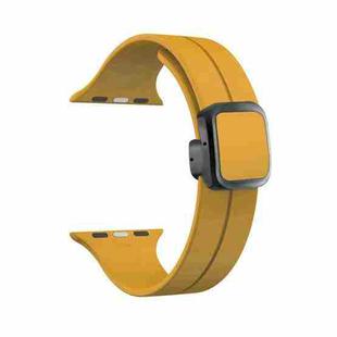 For Apple Watch Ultra 49mm Magnetic Square Buckle Silicone Watch Band(Yellow)