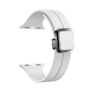 For Apple Watch Series 8 41mm Magnetic Square Buckle Silicone Watch Band(White)