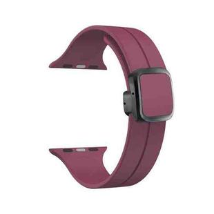 For Apple Watch Series 8 41mm Magnetic Square Buckle Silicone Watch Band(Wine Red)