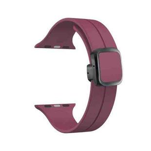 For Apple Watch SE 2022 40mm Magnetic Square Buckle Silicone Watch Band(Wine Red)
