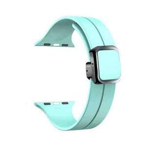 For Apple Watch SE 2022 44mm Magnetic Square Buckle Silicone Watch Band(Sapphire Blue)