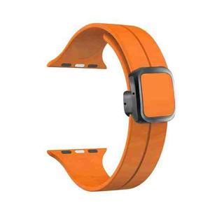 For Apple Watch SE 2022 44mm Magnetic Square Buckle Silicone Watch Band(Orange)