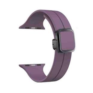 For Apple Watch SE 40mm Magnetic Square Buckle Silicone Watch Band(Fruit Purple)