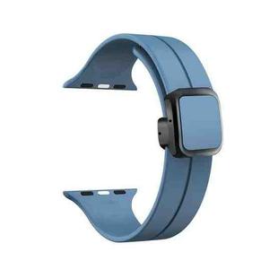 For Apple Watch SE 44mm Magnetic Square Buckle Silicone Watch Band(Blue)
