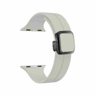 For Apple Watch SE 44mm Magnetic Square Buckle Silicone Watch Band(Starlight)