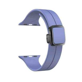 For Apple Watch Series 6 44mm Magnetic Square Buckle Silicone Watch Band(Lilacs Purple)