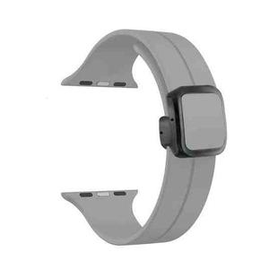 For Apple Watch Series 4 44mm Magnetic Square Buckle Silicone Watch Band(Cloud Gray)