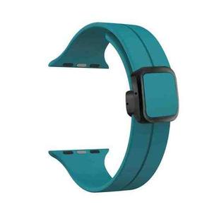 For Apple Watch Series 3 38mm Magnetic Square Buckle Silicone Watch Band(Rock Green)