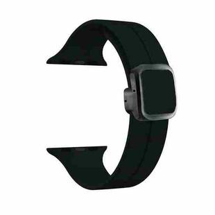 For Apple Watch 42mm Magnetic Square Buckle Silicone Watch Band(Black)