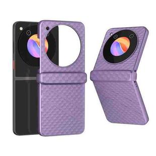 For ZTE Libero Flip 3 in 1 Wave Pattern Matte PC Phone Case with Hinge(Purple)