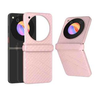 For ZTE Libero Flip 3 in 1 Wave Pattern Matte PC Phone Case with Hinge(Pink)