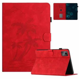 For Xiaomi Redmi Pad SE Coconut Tree Embossed Smart Leather Tablet Case(Red)
