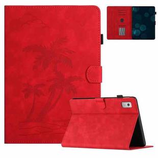 For Lenovo Tab M9 TB-310FU Coconut Tree Embossed Smart Leather Tablet Case(Red)