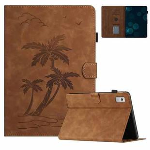 For Lenovo Tab M9 TB-310FU Coconut Tree Embossed Smart Leather Tablet Case(Brown)