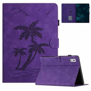 For Lenovo Tab M9 TB-310FU Coconut Tree Embossed Smart Leather Tablet Case(Purple)