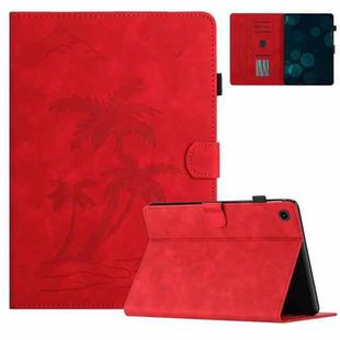 For Lenovo Tab M10 3rd Gen Coconut Tree Embossed Smart Leather Tablet Case(Red)