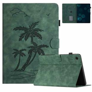 For Lenovo Tab M10 3rd Gen Coconut Tree Embossed Smart Leather Tablet Case(Green)