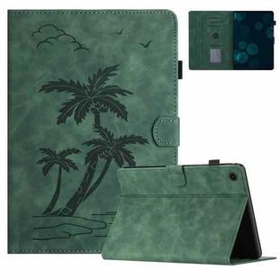 For Lenovo Tab M10 Plus 10.6 3rd Gen Coconut Tree Embossed Smart Leather Tablet Case(Green)