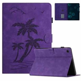 For Lenovo Tab M10 Plus 10.6 3rd Gen Coconut Tree Embossed Smart Leather Tablet Case(Purple)