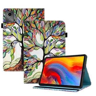 For Lenovo Tab M11 / Xiaoxin Pad 11 2024 Colored Drawing Stitching Elastic Band Leather Smart Tablet Case(Life Tree)
