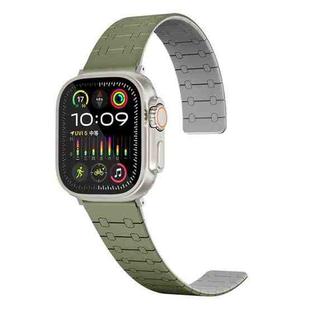 For Apple Watch SE 2023 40mm Two Color Loop Magnetic Silicone Watch Band(Green+Grey)