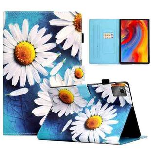 For Lenovo Tab M11 / Xiaoxin Pad 11 2024 Colored Drawing Sewing Pen Slot Leather Tablet Case(Sunflower)
