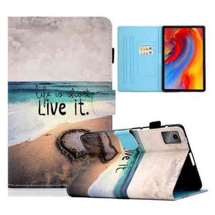 For Lenovo Tab M11 / Xiaoxin Pad 11 2024 Colored Drawing Sewing Pen Slot Leather Tablet Case(Love)