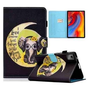 For Lenovo Tab M11 / Xiaoxin Pad 11 2024 Colored Drawing Sewing Pen Slot Leather Tablet Case(Moon Baby Elephant)