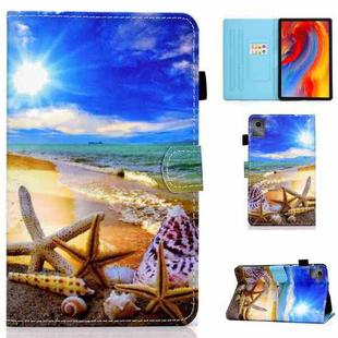For Lenovo Tab M11 / Xiaoxin Pad 11 2024 Colored Drawing Stitching Smart Leather Tablet Case(Blue Sky Starfish)