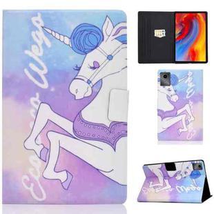 For Lenovo Tab M11 / Xiaoxin Pad 11 2024 Electric Pressed Colored Drawing Smart Leather Tablet Case(Pink Horse)
