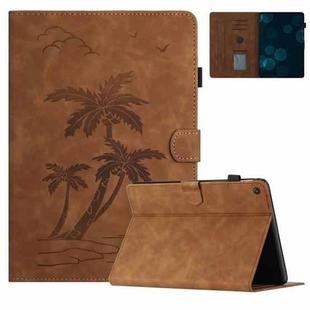 For Amazon Kindle Fire HD8 2022/2020 Coconut Tree Embossed Smart Leather Tablet Case(Brown)