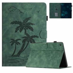 For Amazon Fire HD 8 Plus 2022/2020 Coconut Tree Embossed Smart Leather Tablet Case(Green)