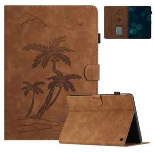 For Amazon Kindle Fire HD10 Plus 2021 Coconut Tree Embossed Smart Leather Tablet Case(Brown)