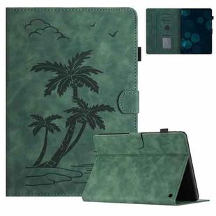 For Amazon Kindle Fire Max 11 2023 Coconut Tree Embossed Smart Leather Tablet Case(Green)