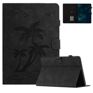 For Amazon Kindle Paperwhite 4/3/2/1 Coconut Tree Embossed Smart Leather Tablet Case(Black)