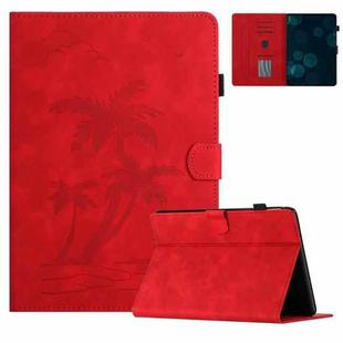 For Amazon Kindle Paperwhite 4/3/2/1 Coconut Tree Embossed Smart Leather Tablet Case(Red)