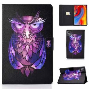 For Lenovo Tab M11 / Xiaoxin Pad 11 2024 Electric Pressed Colored Drawing Smart Leather Tablet Case(Owl)