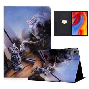 For Lenovo Tab M11 / Xiaoxin Pad 11 2024 Colored Drawing Smart Leather Tablet Case(Cat and Tiger)