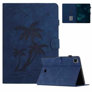 For iPad Pro 11 2024 Coconut Tree Embossed Smart Leather Tablet Case(Blue)